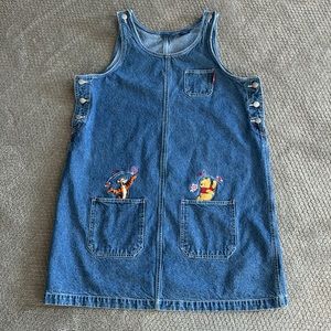 Vintage Disney Winnie the Pooh Denim Jumper Dresz